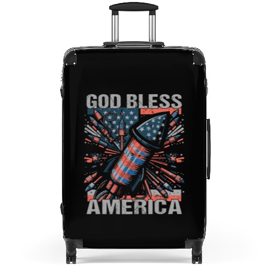 God Bless America Retro US Flag Funny Fireworks Suitcases