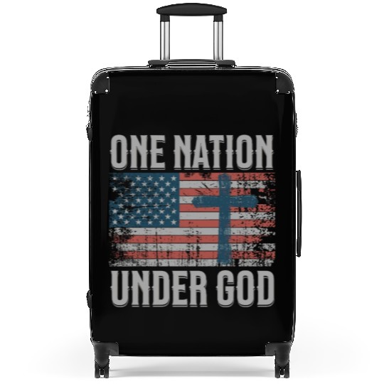 One Nation Under God Retro US Flag Christian Cross Suitcases
