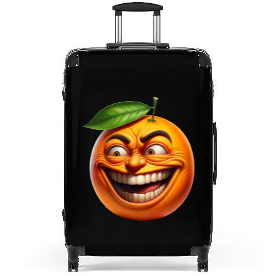 Crazy Orange a Comically Exaggerated Face Suitcases