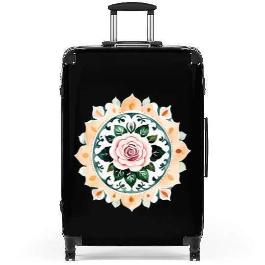 Zen Watercolor Rose Mandala Suitcases