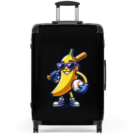 Banana Playing Baseball Fruit Lover Baseball Playe Suitcases