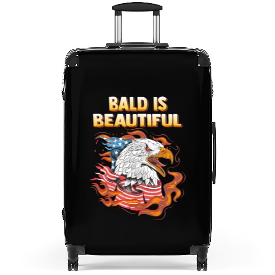 Bald Is Beautiful US Flag Eagle 4th Of July Funny Suitcases