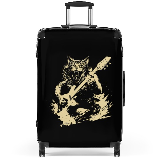 Meow Cat Playing Guitar Instruments Awesome Suitcases