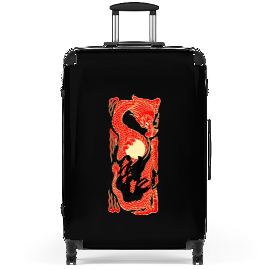 Japanese Dragon Sunset Tattoo Suitcases