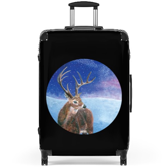 The Red Deer in Winter Illustration Suitcases
