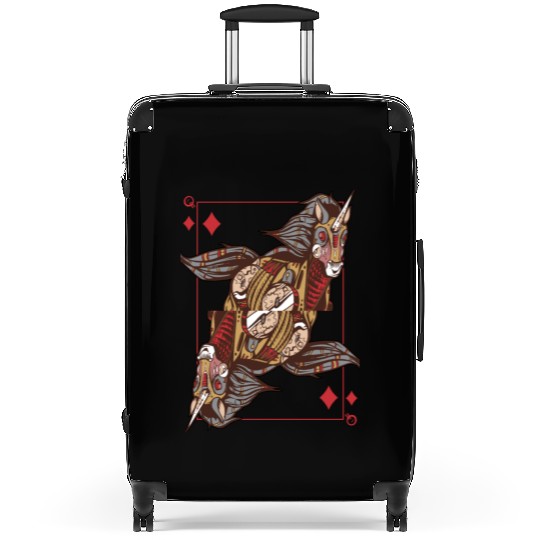 Unicorn steampunk card game Queen of Diamonds Poke Suitcases