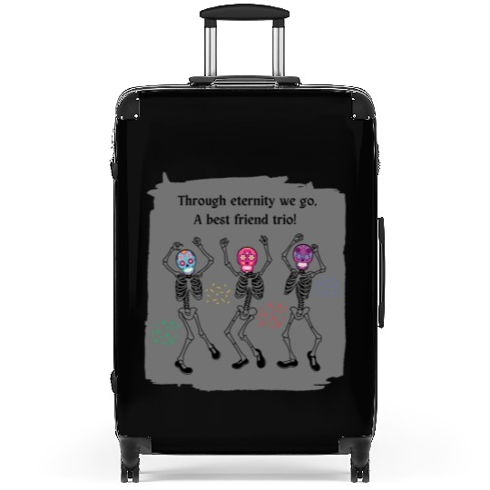 3 Best Friends Sugar Skull Skeleton 3 bff Trio Suitcases