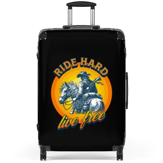 Western American Cowboy Retro Vintage Sunset Suitcases