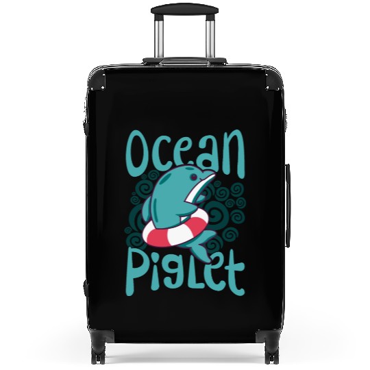 Funny Dolphin Lover Ocean Piglet Graphic for Aquat Suitcases