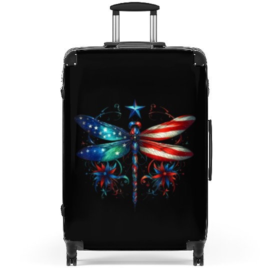 American Flag Dragonfly Patriotic 4th of July Suitcases