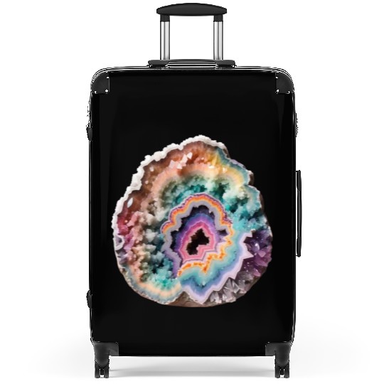 Fantasy Pastel Rainbow Geo Stone Crystal Suitcases