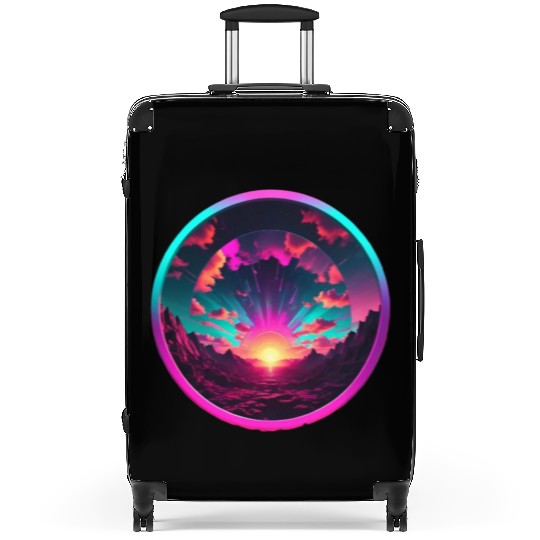 Synthwave Colorful Cosmos Design inside Circle Suitcases