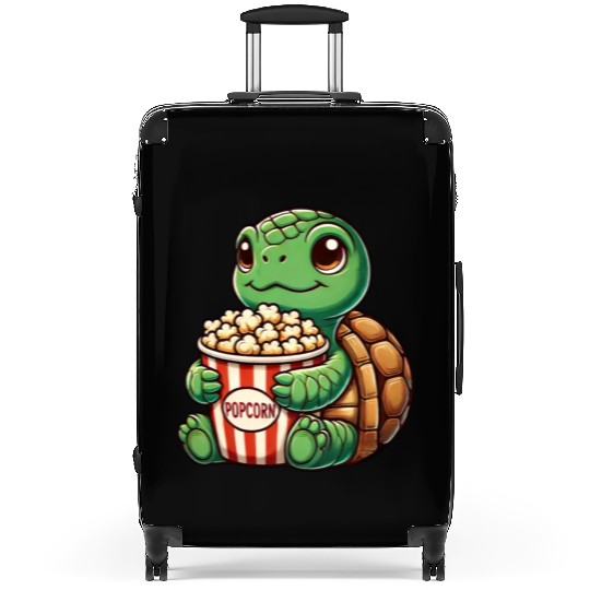 Cute turtle popcorn movies cinema fun Suitcases