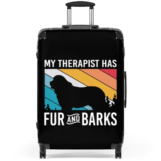 My Therapist Has Fur And Barks Retro Therapy Dog Suitcases