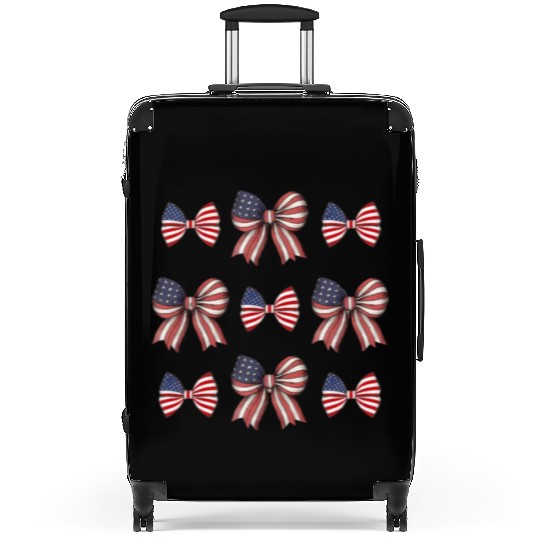 coquette bow american flag patriotic 4th Of July Suitcases