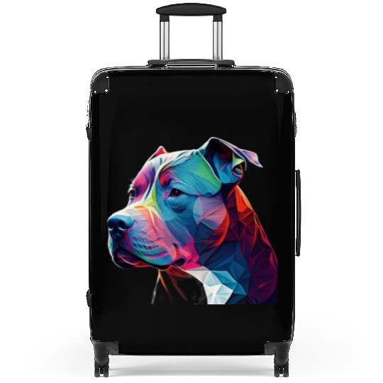 Blue Nose Pitbull Neon Face Origami Suitcases