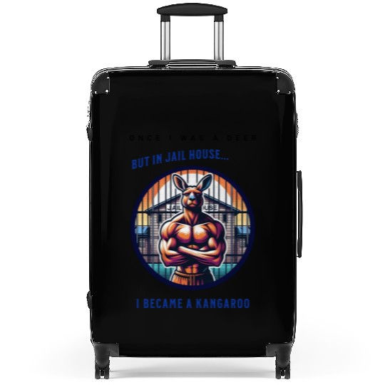 Kangaroo breaks out of jail funny vector graphic Suitcases