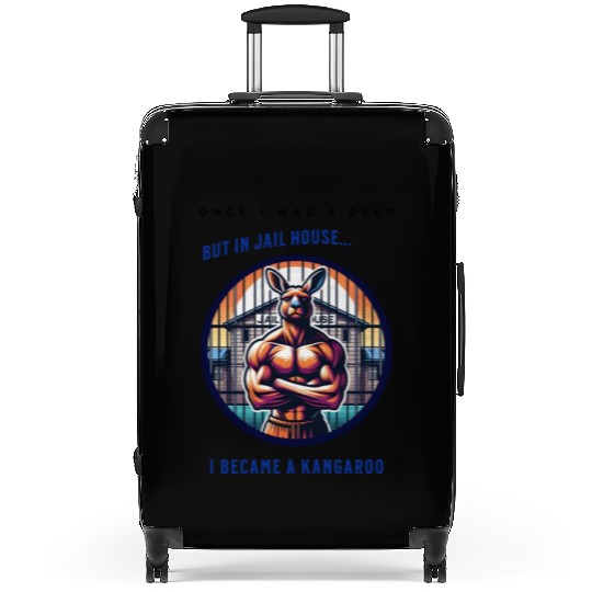 Kangaroo breaks out of jail funny vector graphic Suitcases