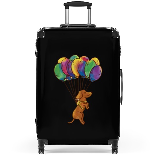 Dachshund Dog With Balloons ,Funny Dog ,dog Suitcases