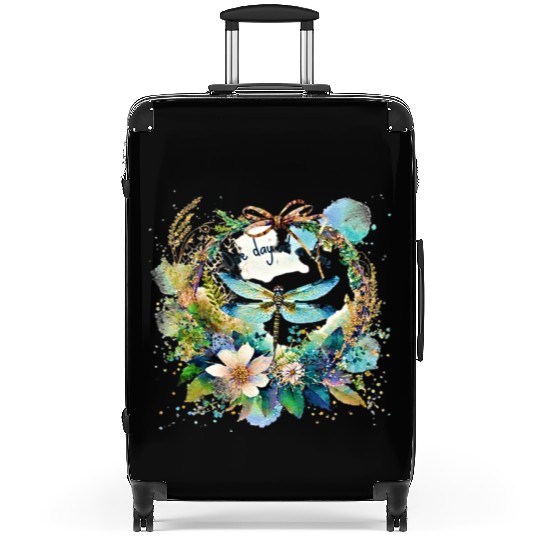 One day at a time dragonfly floral Suitcases