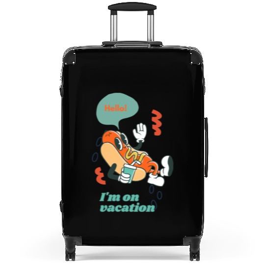 Cute funny joyful Relaxed Vacation Hot Dog Suitcases