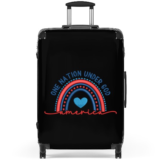 One Nation Under God Rainbow Embroidery Effect Suitcases