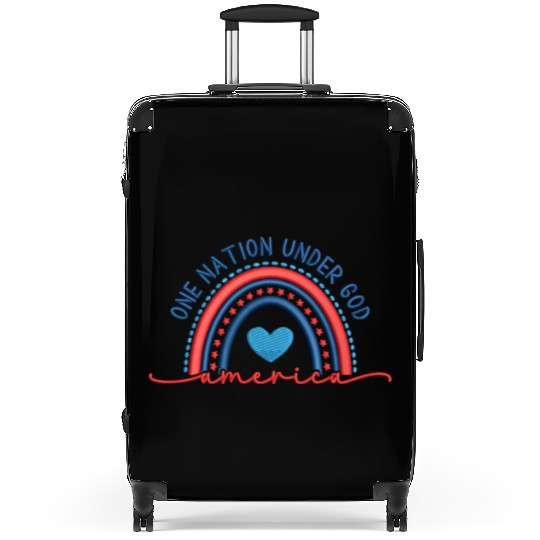 One Nation Under God Rainbow Embroidery Effect Suitcases