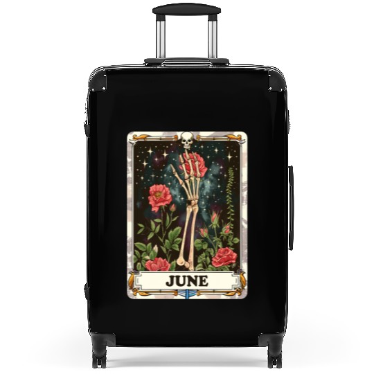 June Gothic Tarot Card - Rose Flower & Skeleton's Suitcases