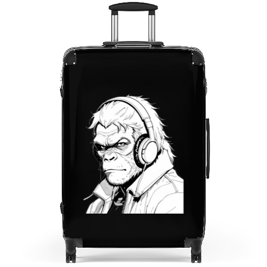 Gorilla wearing a headphones Suitcases