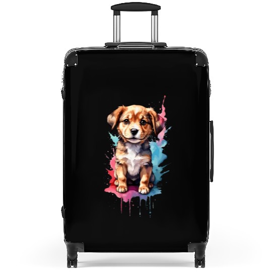 Watercolor Puppy Face Suitcases