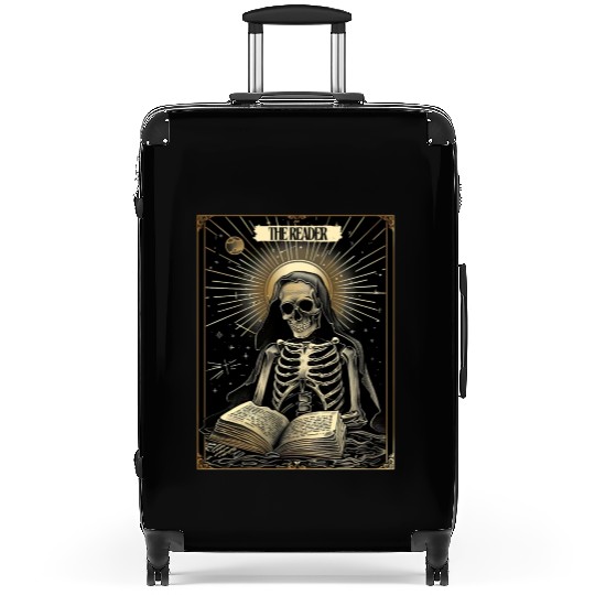 The Reader Skeleton Book Lover Tarot Card Reading Suitcases