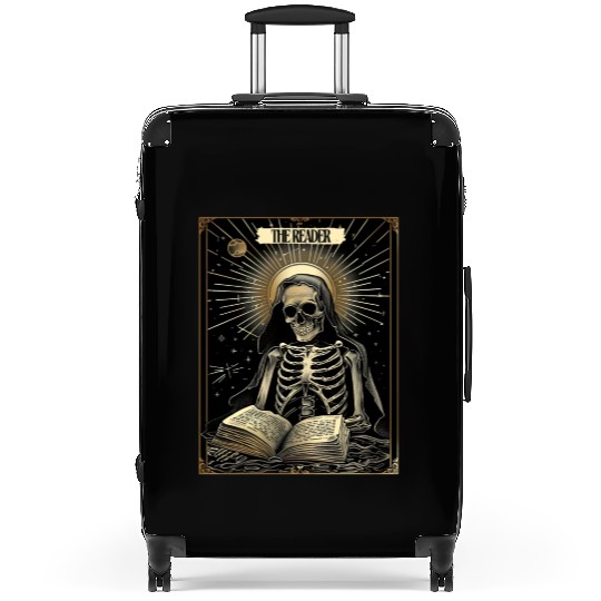 The Reader Skeleton Book Lover Tarot Card Reading Suitcases