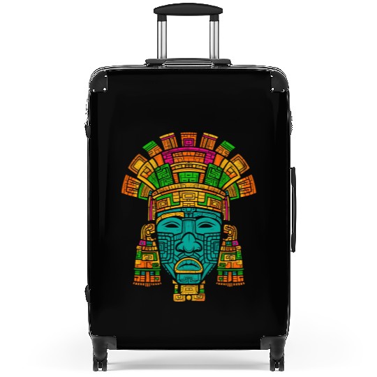 Aztec God Ancient Mythology Tlaloc Mask Vibrant Suitcases