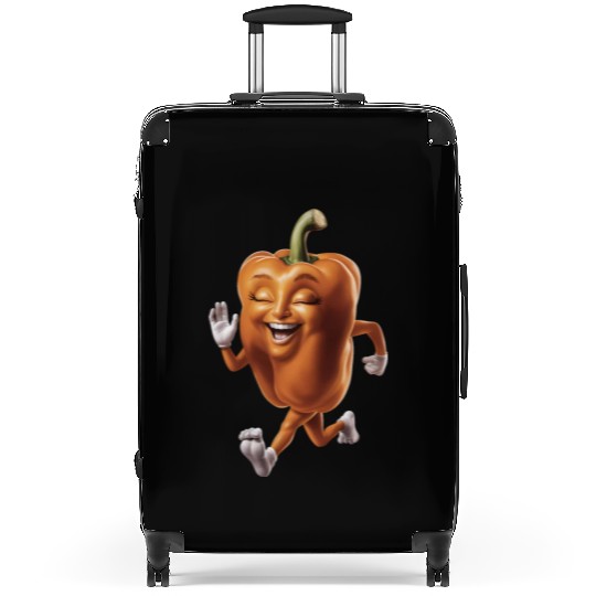 Orange Bell Pepper Running Realistic Suitcases