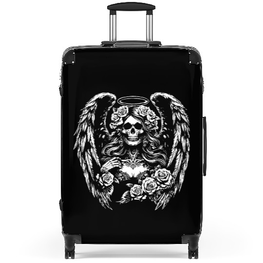 Dark Art Skull Angel Face with Wings Horror Grunge Suitcases