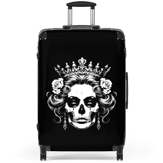 Dark Art Skull Queens Girl Lady Rose and Crown Suitcases