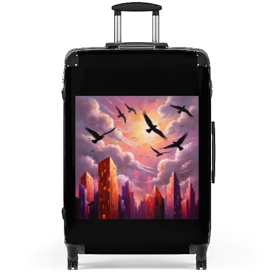 Geometric Twilight City Suitcases