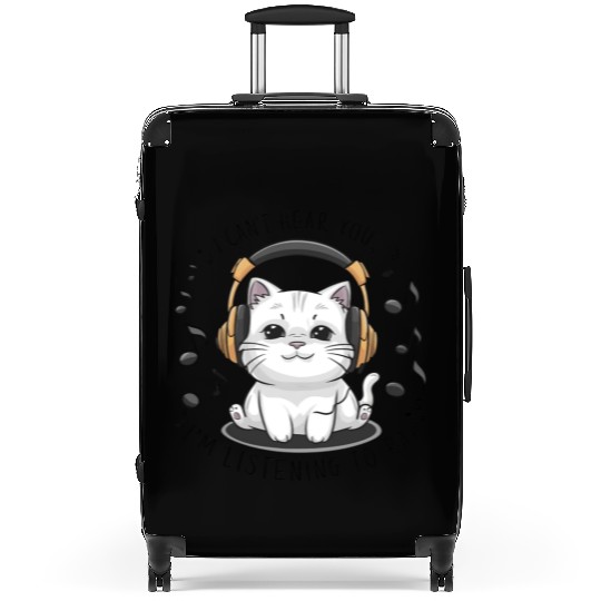Cute Cat I Can't Hear You I'm Listening To Rap Suitcases