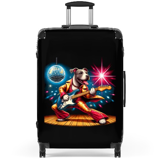 Disco Ball Guitar dog Suitcases