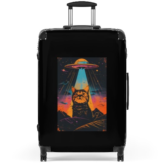Catzilla Vintage Funny Cute Cat Art Alien and Cat Suitcases