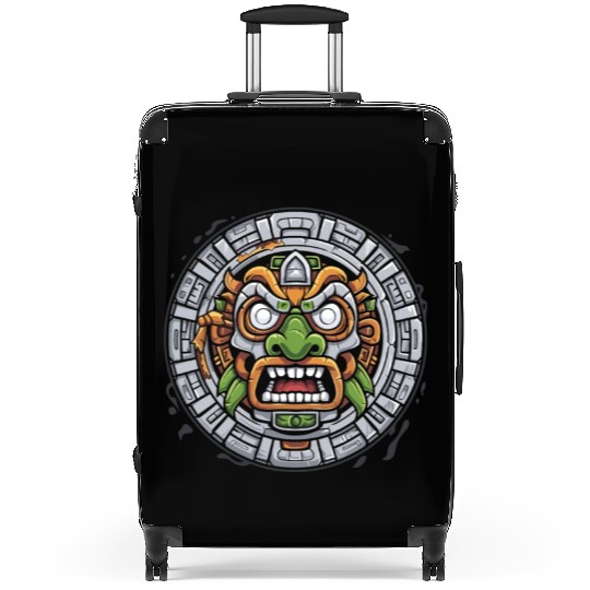 Aztec God Ancient Mythology Tonatiuh Mask Suitcases