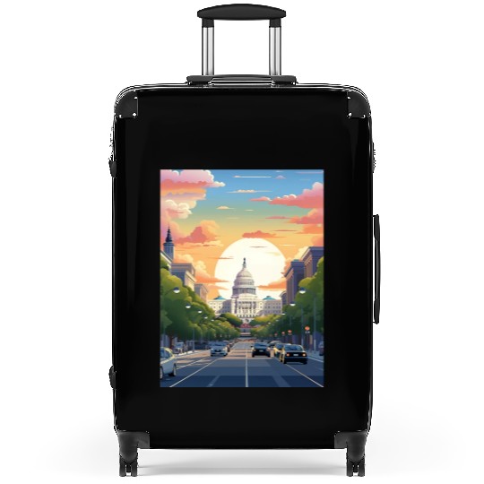 Sunset in US Capitol Washington DC Suitcases