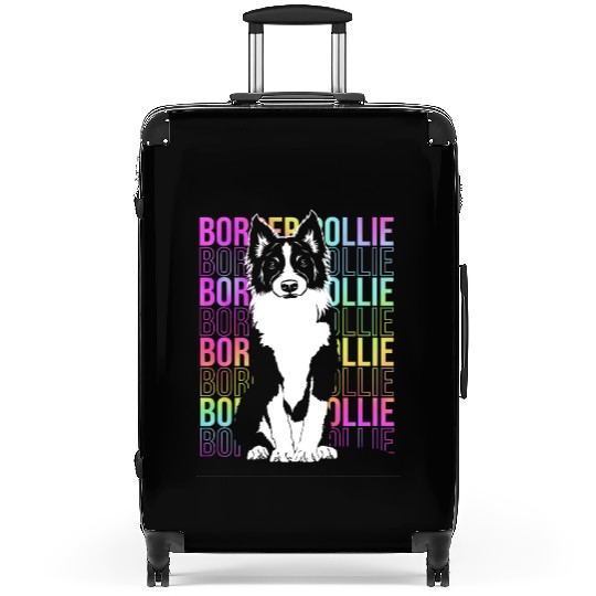 Colorful Text Art Design Dog Lover Border Collie Suitcases