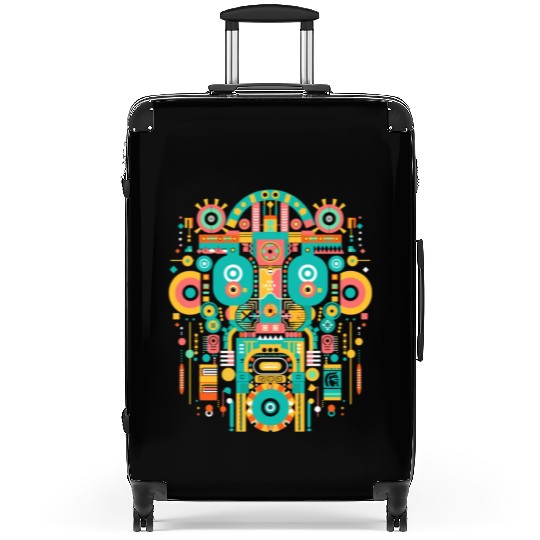 Maya God Mayan Mythology Itzamna Mask Art Suitcases