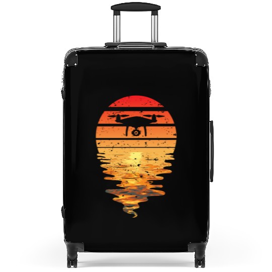 Drone Sun Sunset Vintage Suitcases