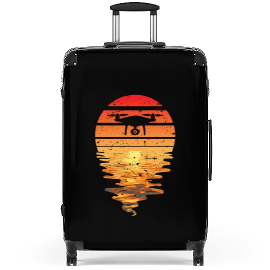Drone Sun Sunset Vintage Suitcases