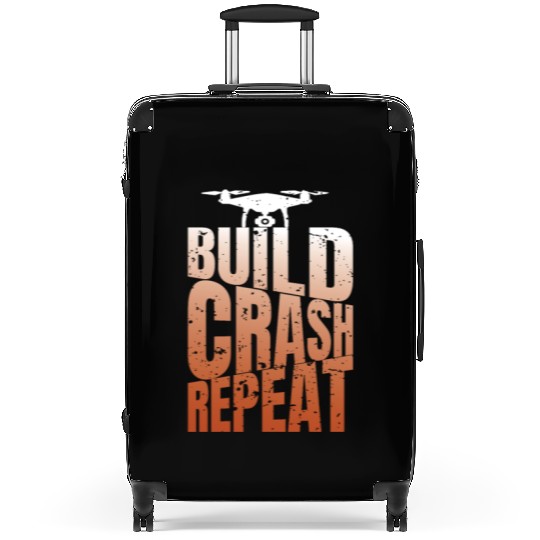 Drone Saying Build Crash Repeat Funny Pilot Suitcases
