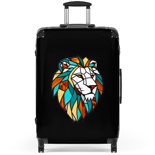 Geometric Lion Stained Glass Suitcases Disgin