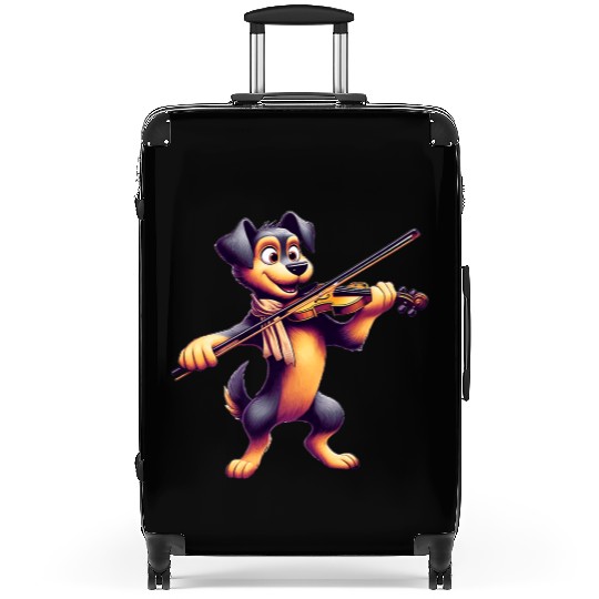 Cute Dog Playing Violin Dogs Suitcases