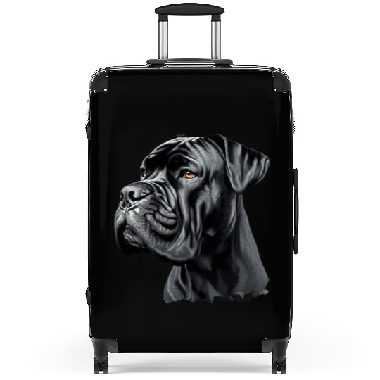 Black Cane Corso Dog Art Suitcases, Realistic Dog